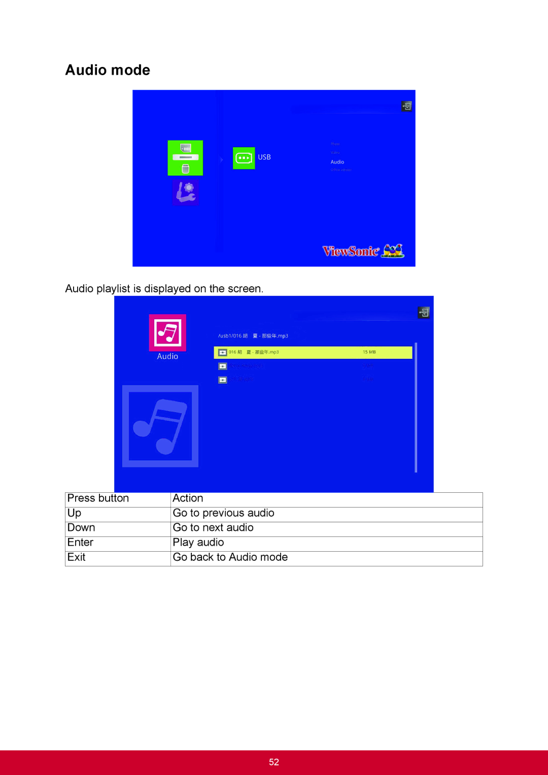 ViewSonic PJD6544W, PJD6345 warranty Audio mode 