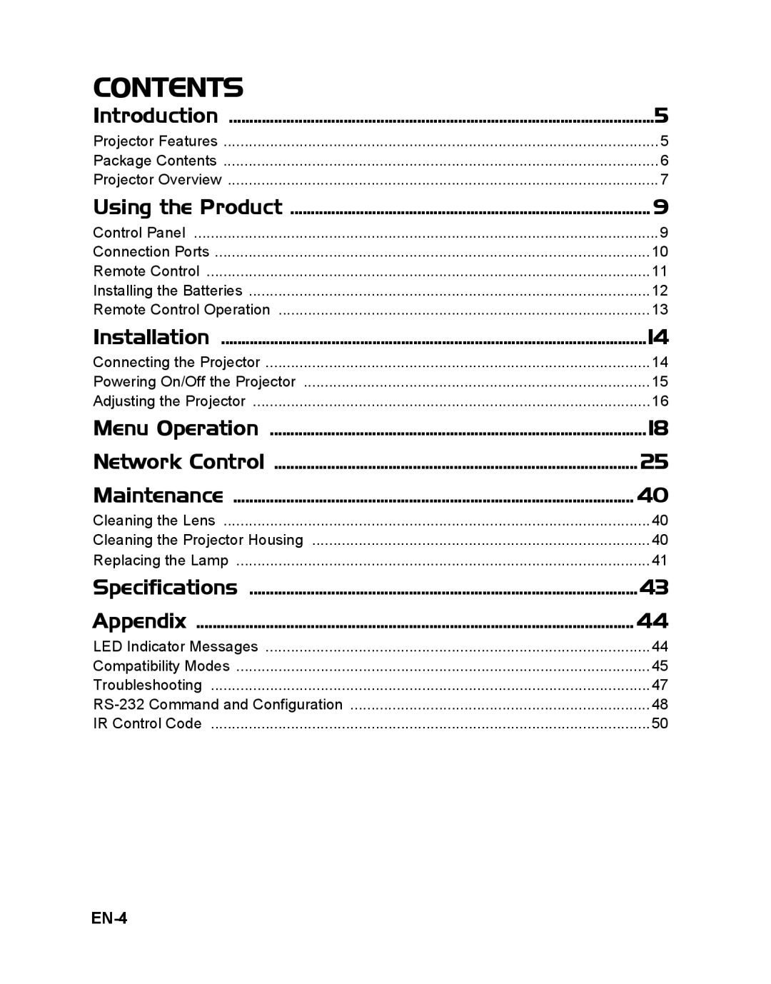 ViewSonic PJD6381 warranty Contents 