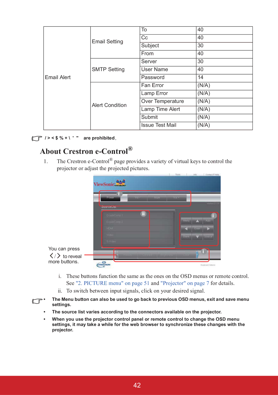 ViewSonic PJD6653W, PJD6553W, PJD6683W, PJD6353S, PJD6383 About Crestron e-Control, You can press To reveal More buttons 