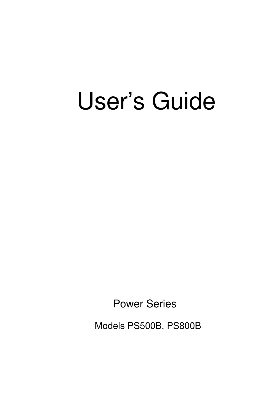 ViewSonic PS500B, PS800B manual User’s Guide 