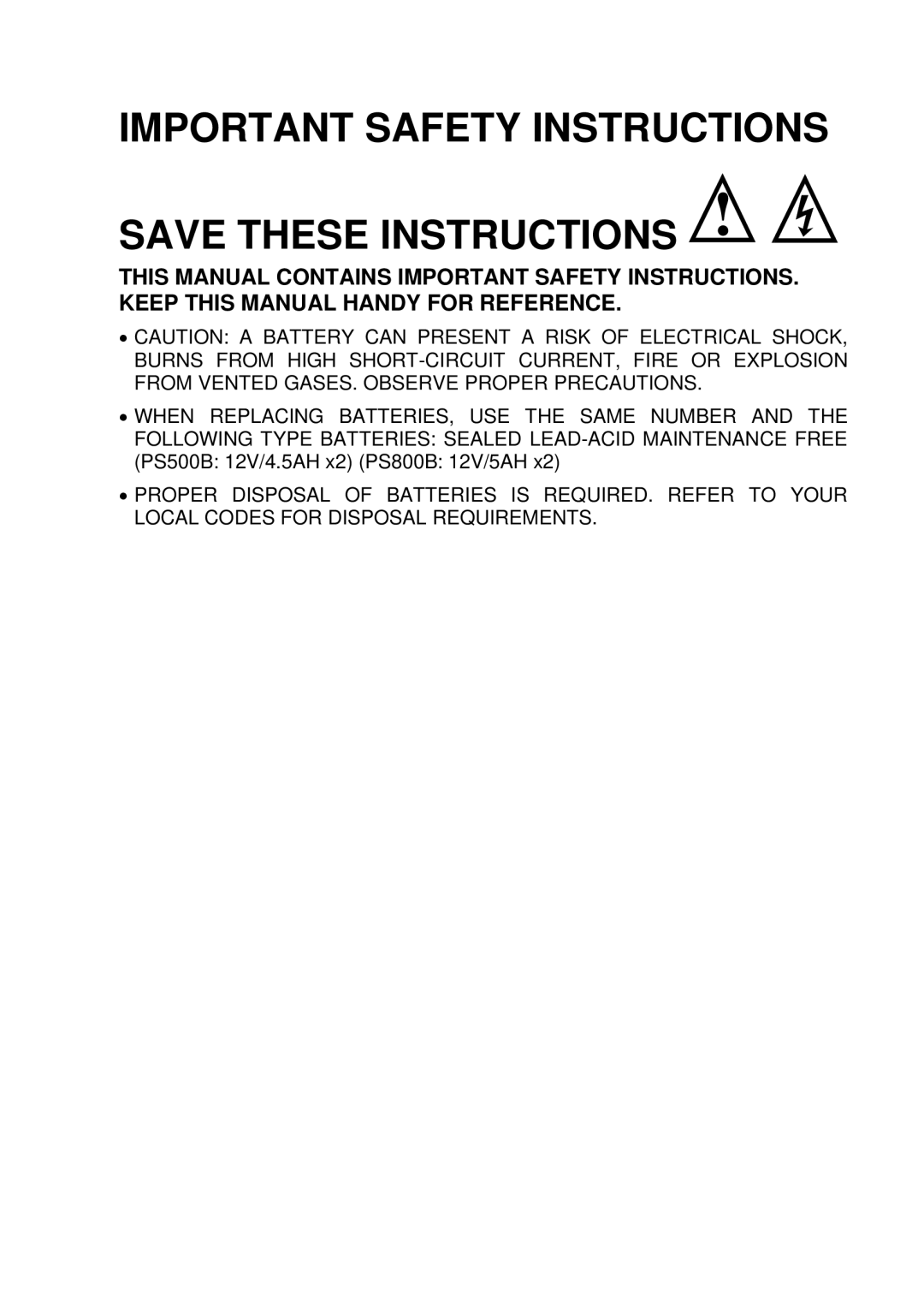 ViewSonic PS500B, PS800B manual Important Safety Instructions 