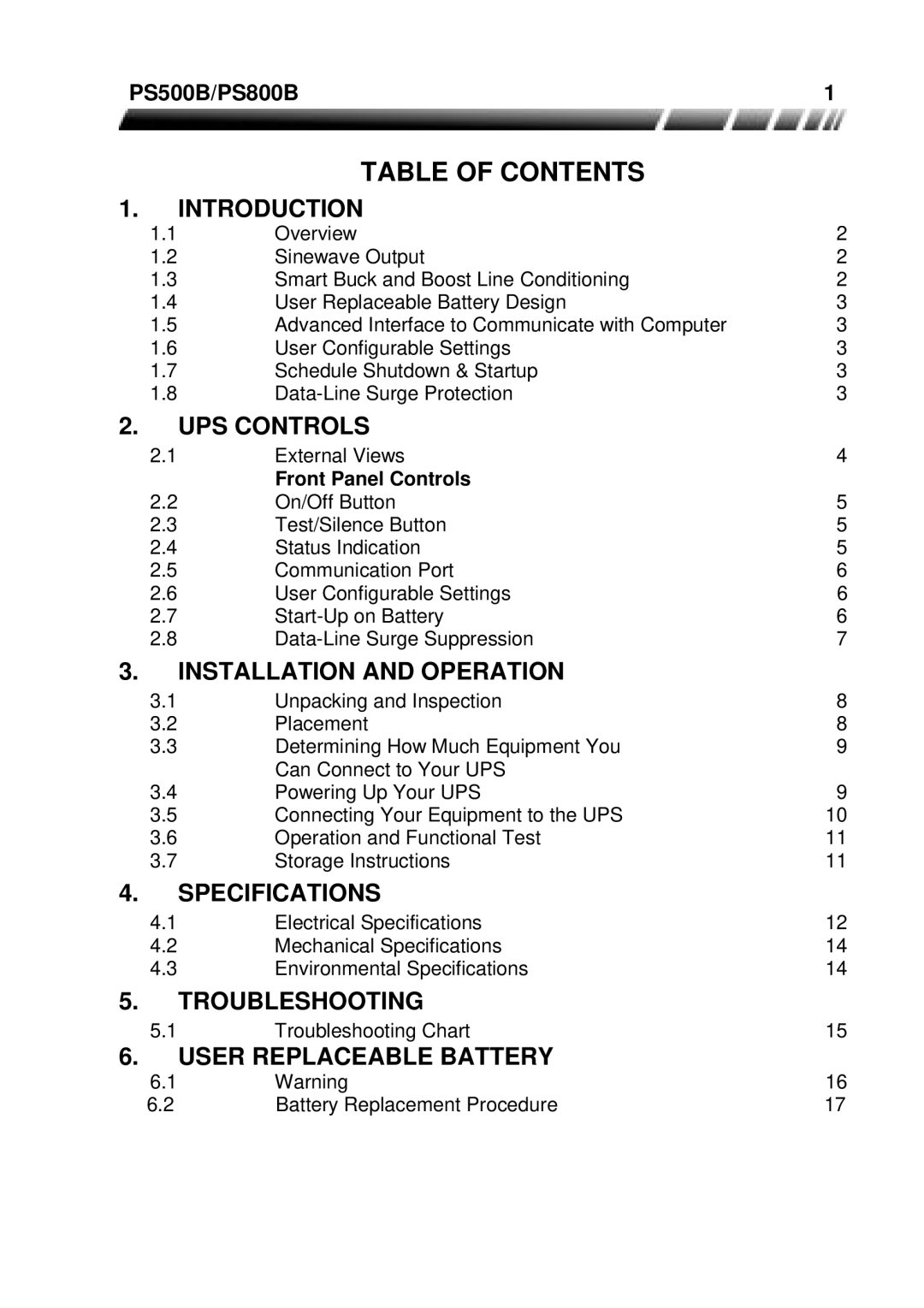 ViewSonic PS500B, PS800B manual Table of Contents 