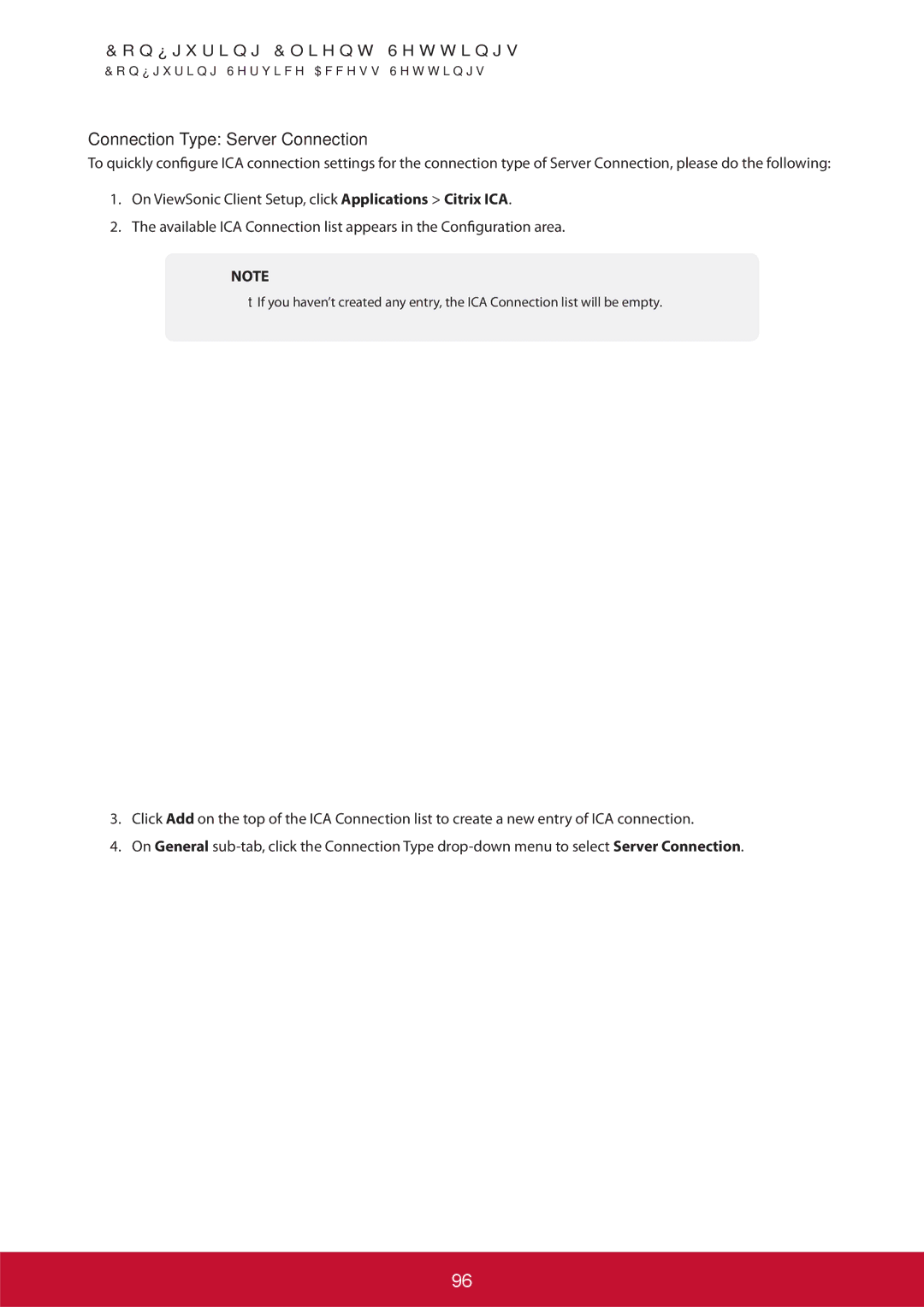 ViewSonic SCT35BKUS0 manual Connection Type Server Connection 