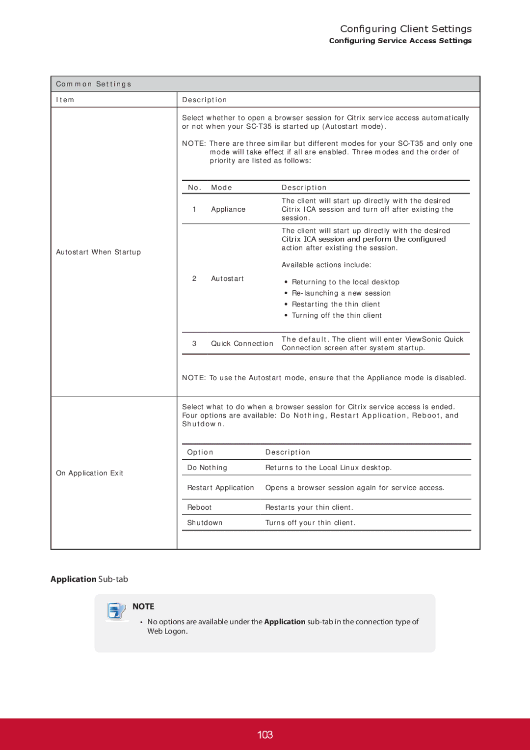 ViewSonic SCT35BKUS0 manual , Or not when your SC-T35 is started up Autostart mode, Shutdown Option Description 