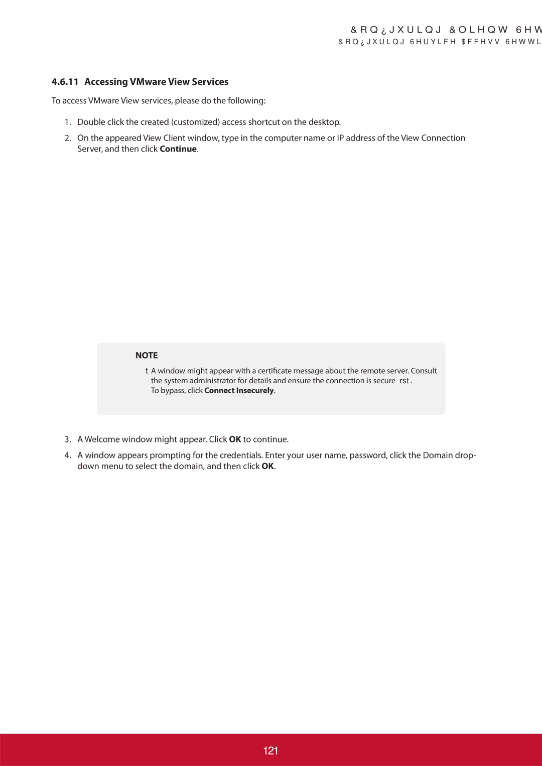 ViewSonic SCT35BKUS0 manual 121, Accessing VMware View Services 