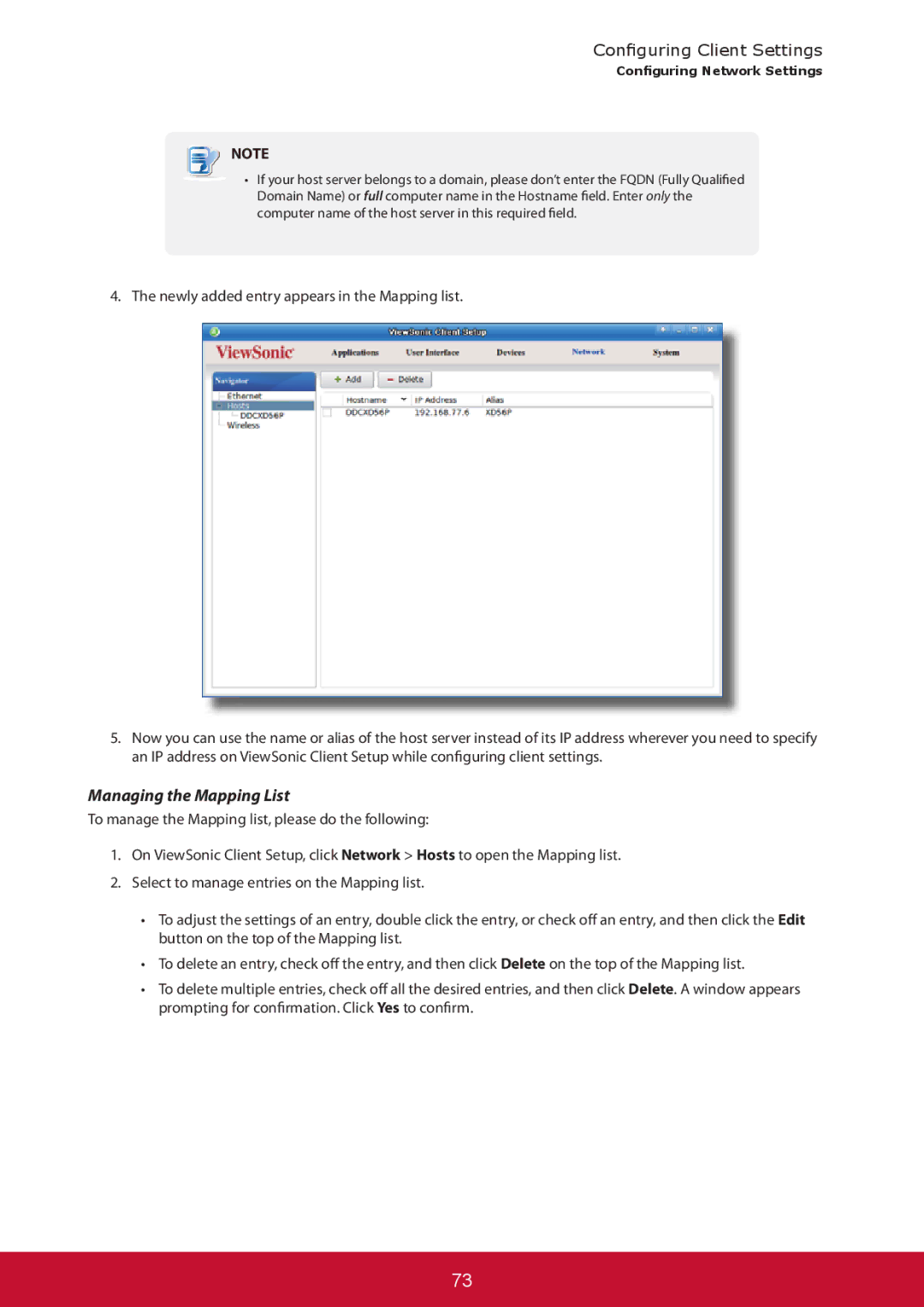 ViewSonic SCT35BKUS0 manual Managing the Mapping List 