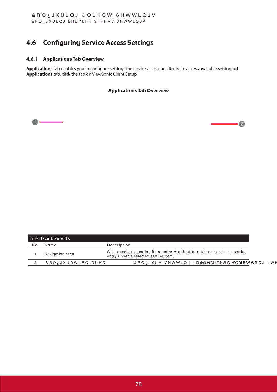 ViewSonic SCT35BKUS0 manual Configuring Service Access Settings, Applications Tab Overview 