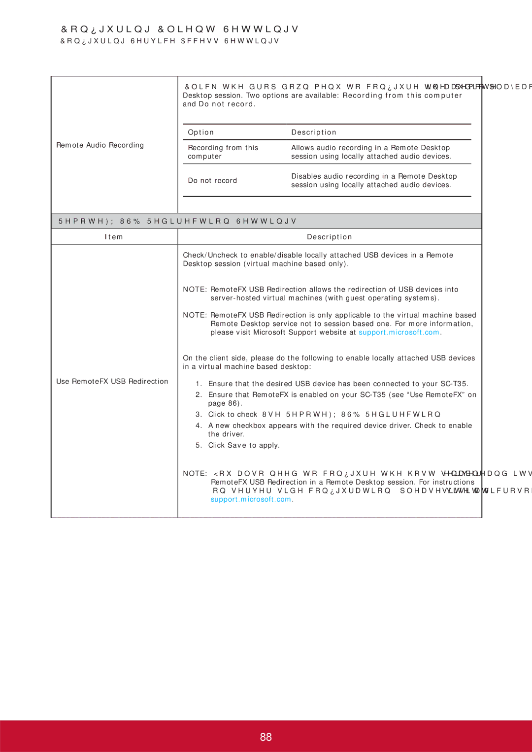 ViewSonic SCT35BKUS0 manual A virtual machine based desktop, Use RemoteFX USB Redirection, Driver, Click Save to apply 