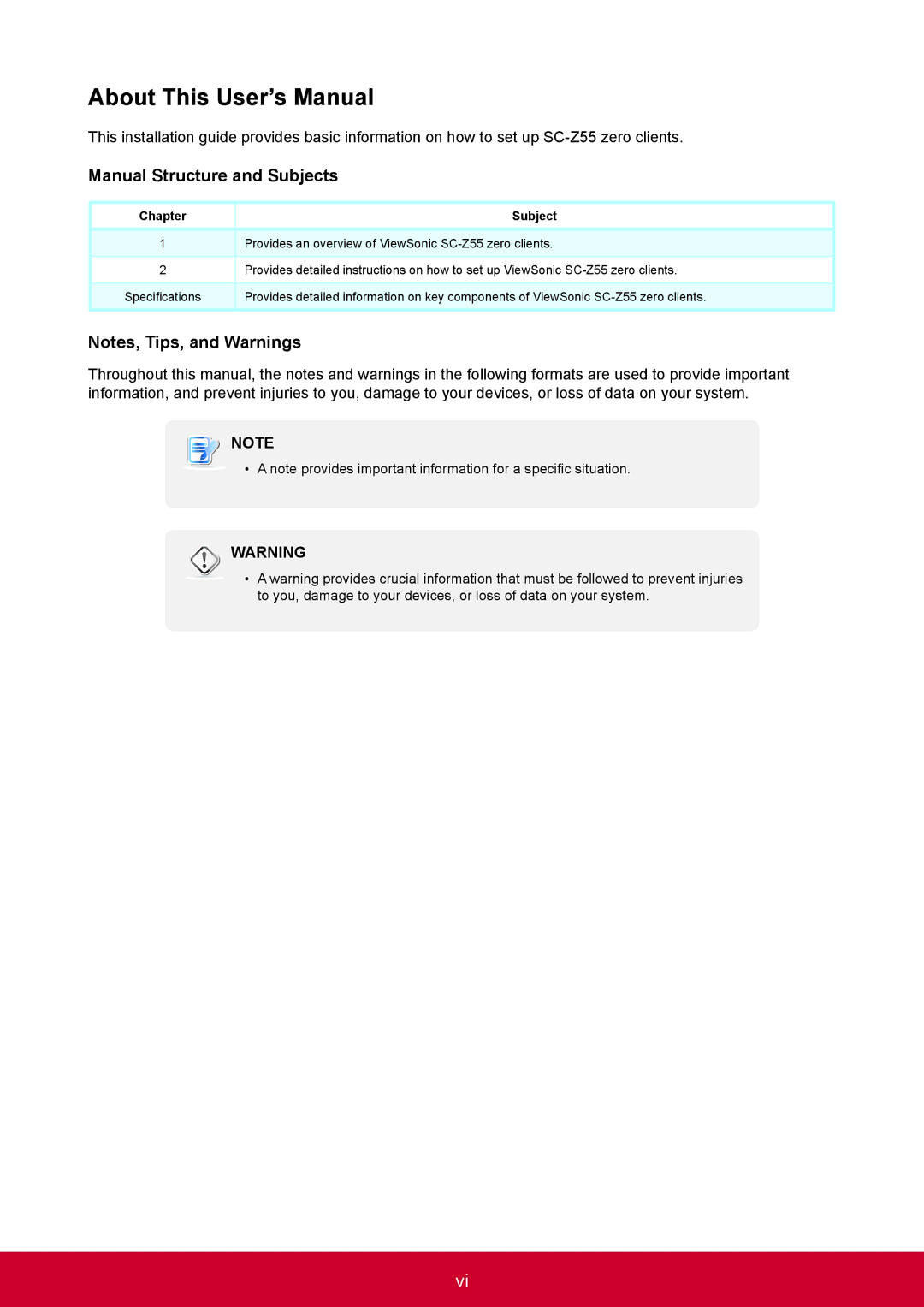 ViewSonic SCZ55BKUS0 manual About This User’s Manual, Manual Structure and Subjects 