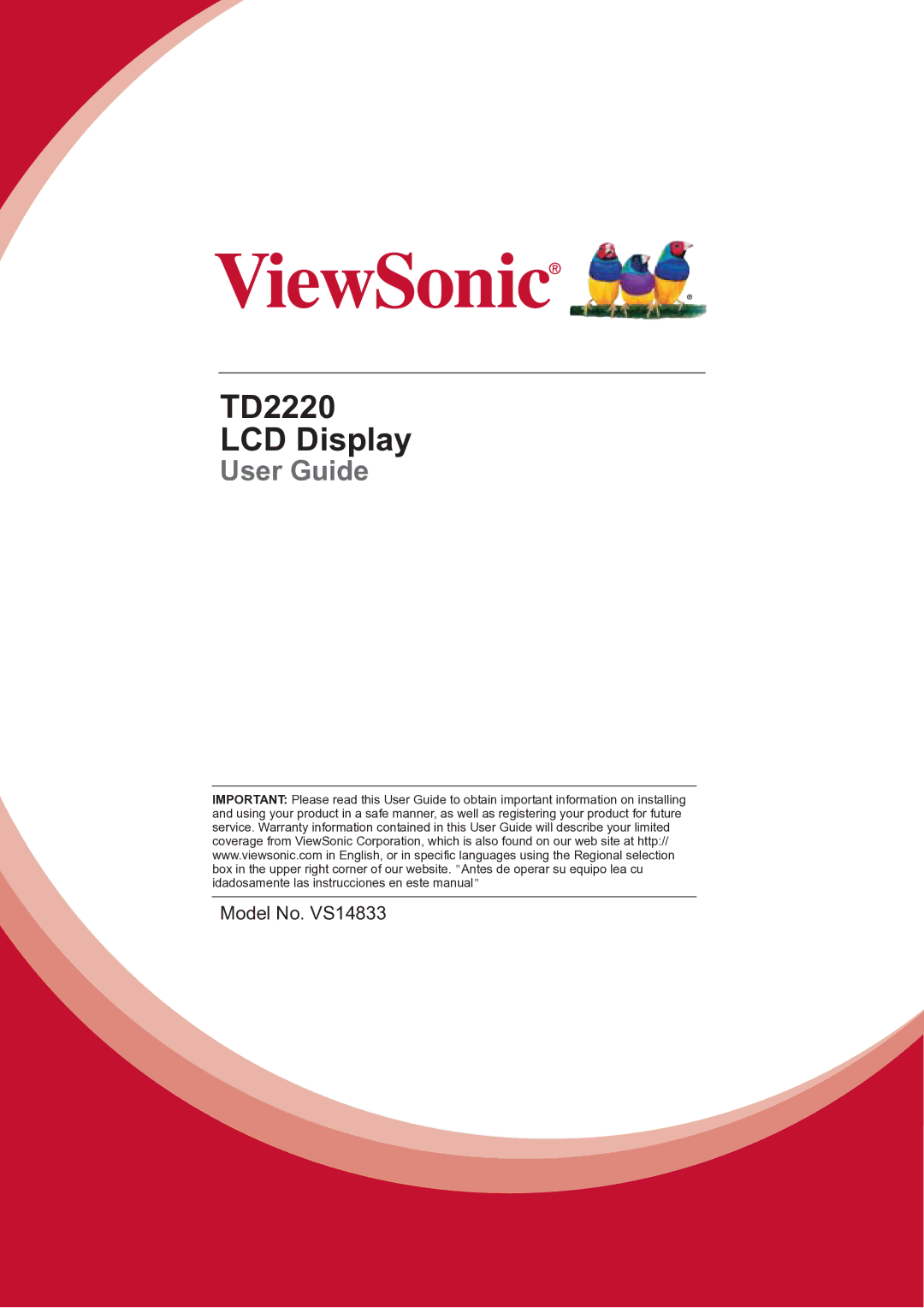 ViewSonic warranty TD2220 LCD Display 