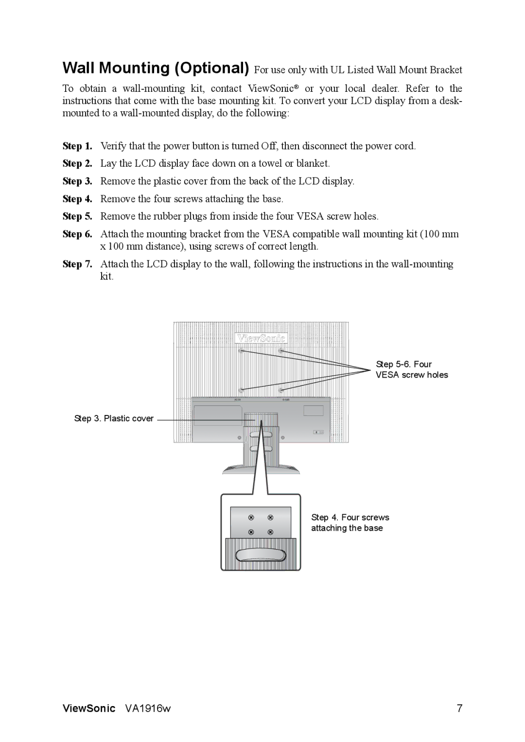 ViewSonic VA1916W, VS12085 warranty ViewSonic VA1916w 