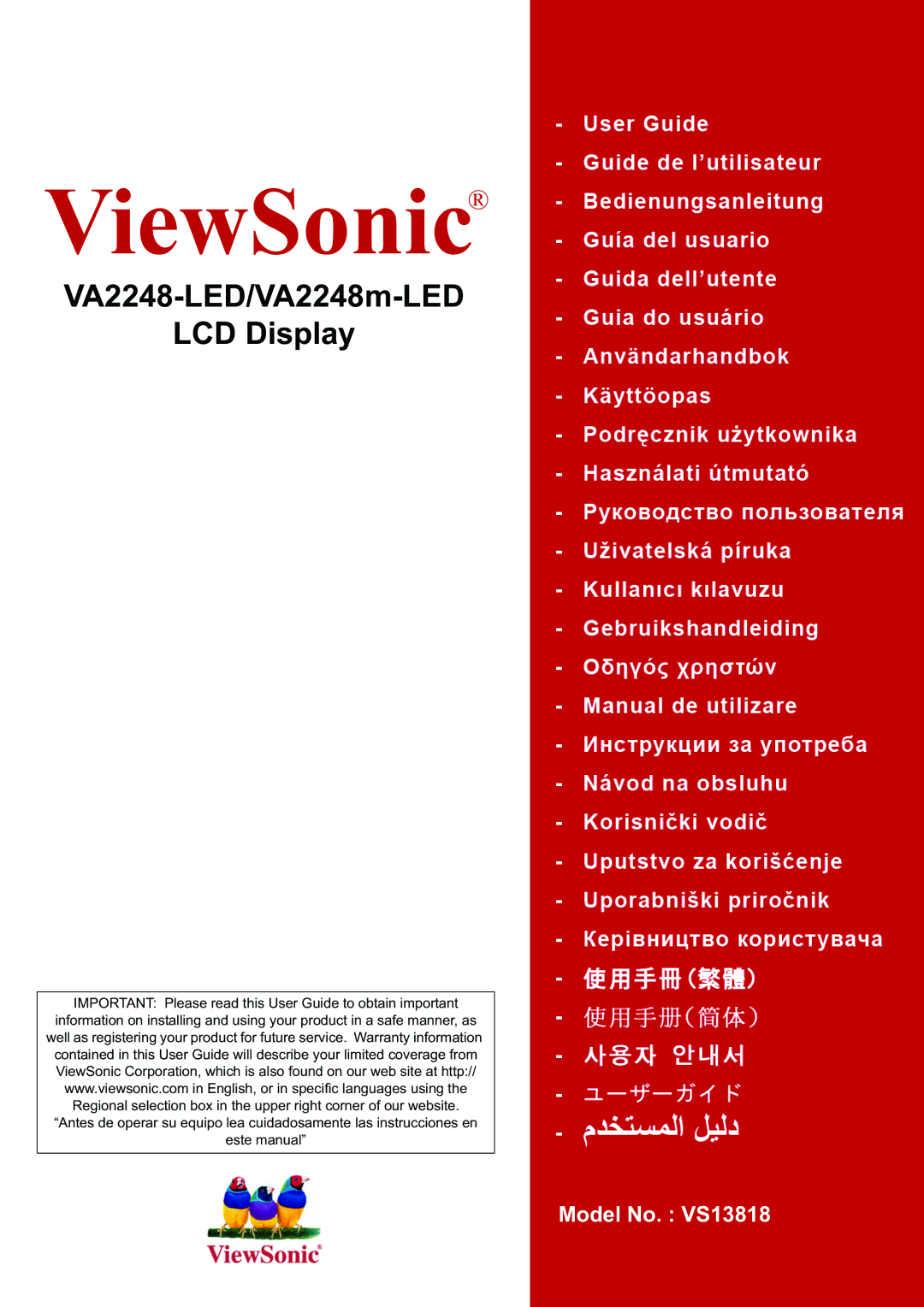 ViewSonic VA2248MLED warranty ViewSonic 