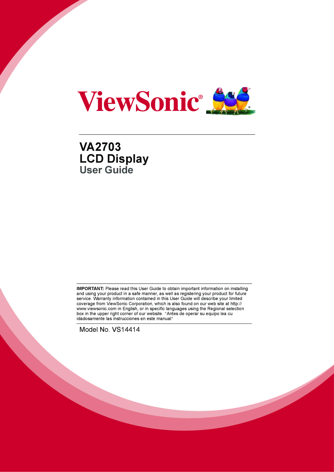 ViewSonic warranty VA2703 LCD Display 