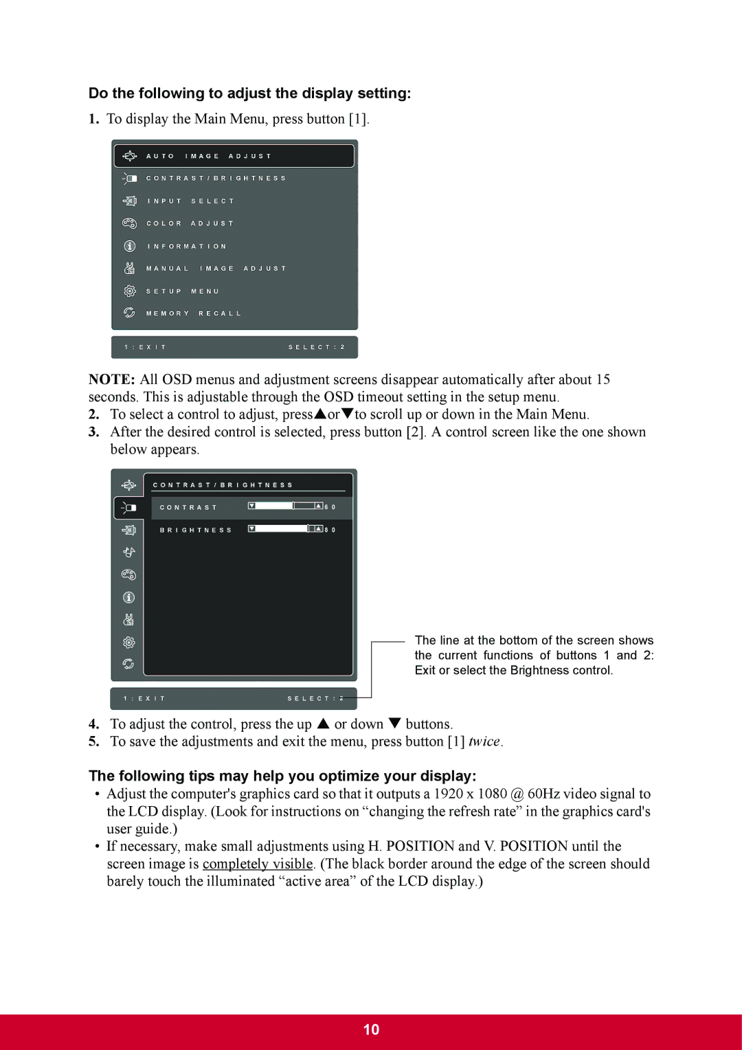 ViewSonic VA2703 warranty Do the following to adjust the display setting 