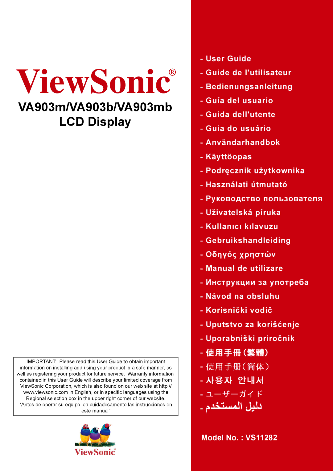 ViewSonic VA903MB, VS11282 warranty ViewSonic 