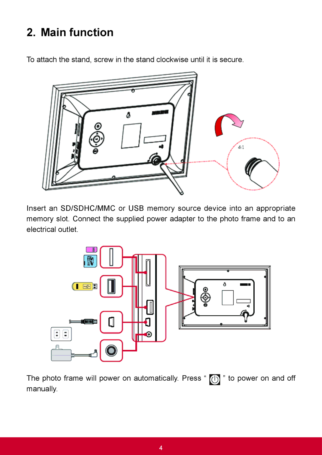 ViewSonic VFD1028W11 manual Main function 