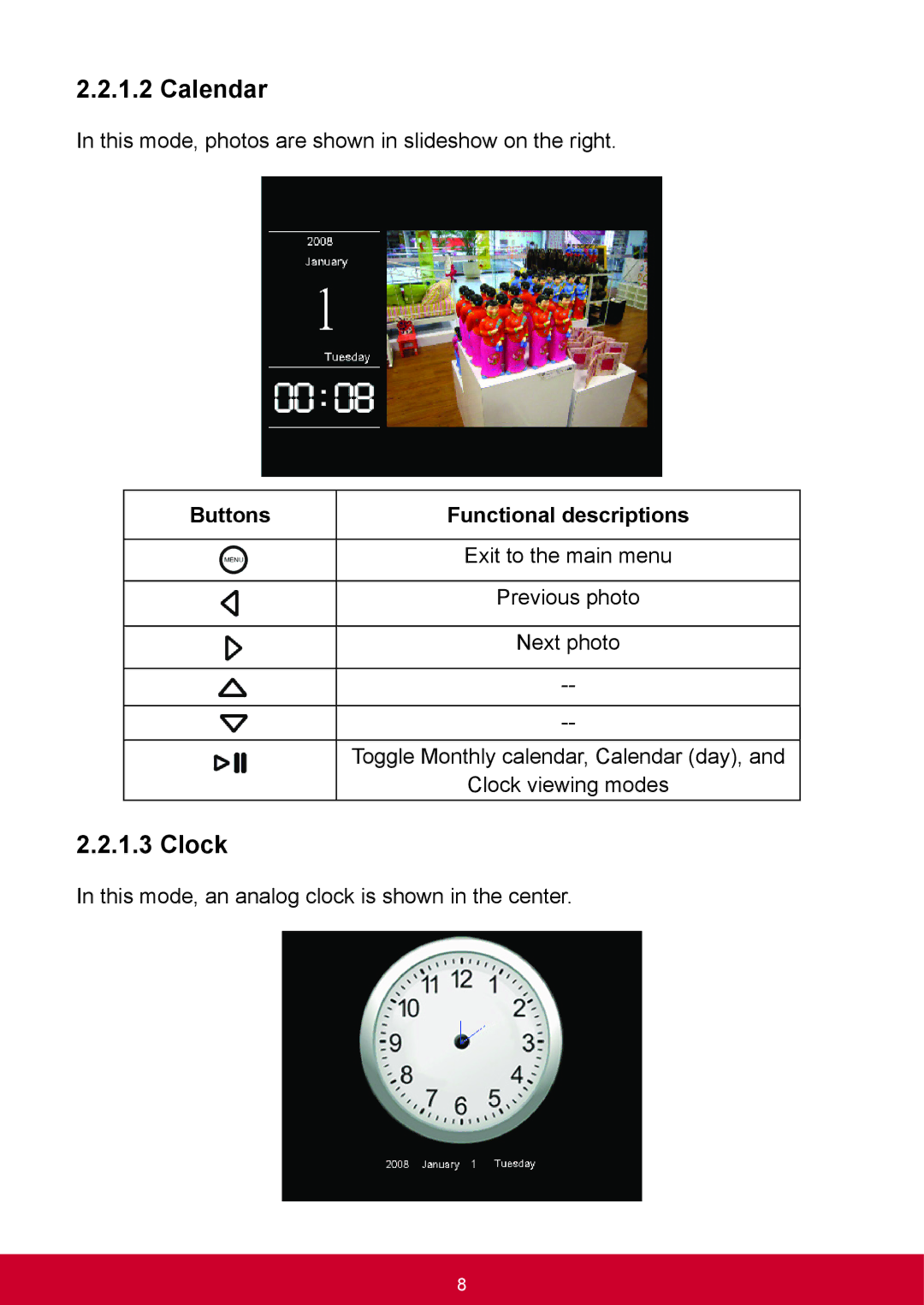 ViewSonic VFD1028W11 manual Clock 