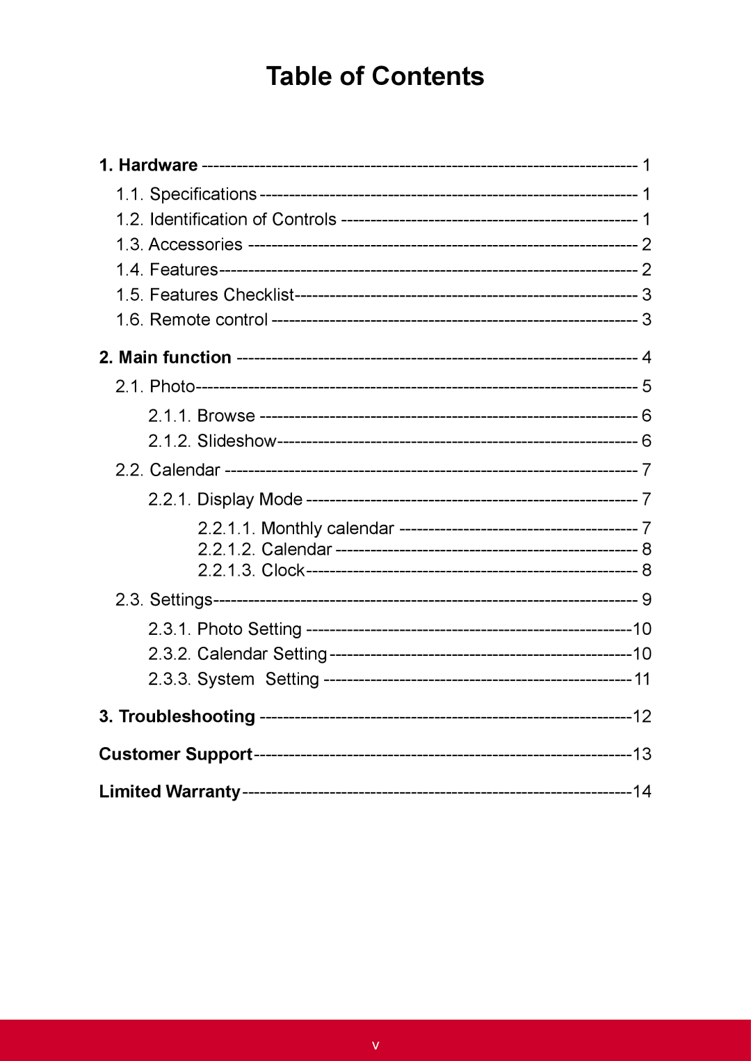 ViewSonic VFD1028W11 manual Table of Contents 