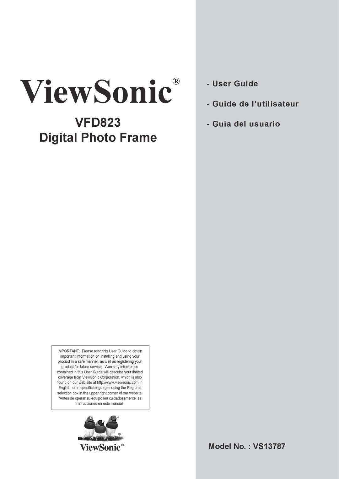 ViewSonic VFD823 warranty ViewSonic 