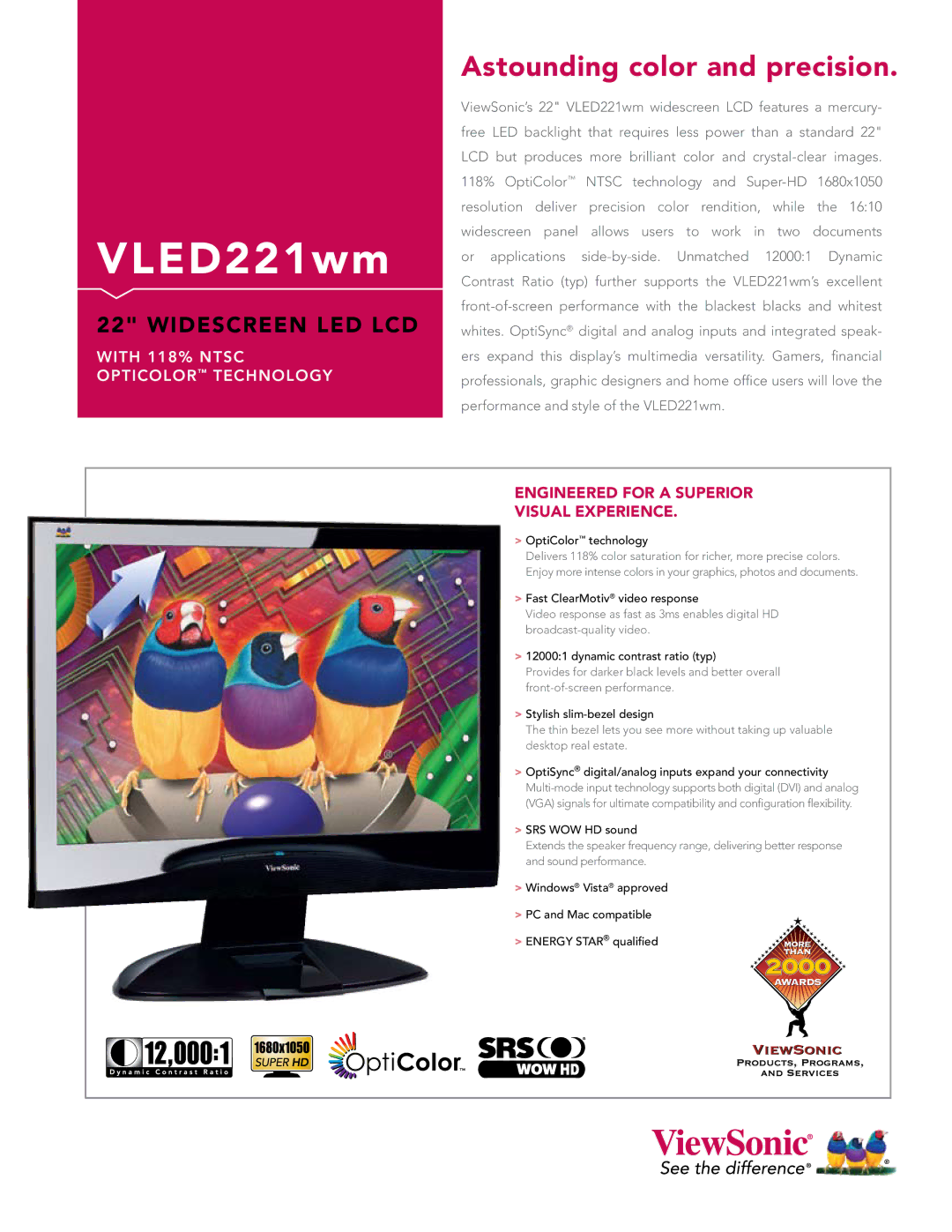 ViewSonic VLED221WM manual VLED221wm 