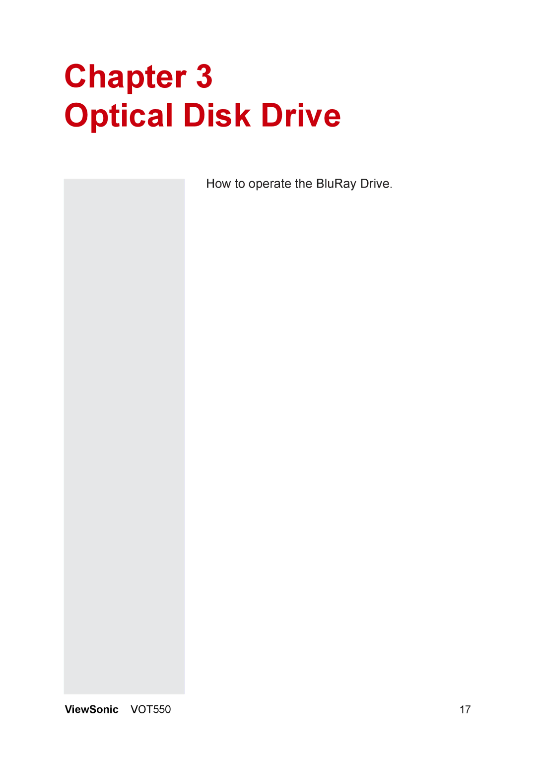 ViewSonic VOT550 manual Optical Disk Drive 