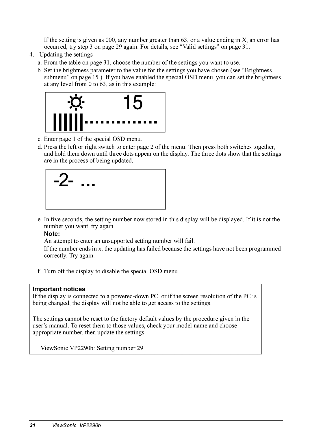 ViewSonic VP2290B manual Important notices 