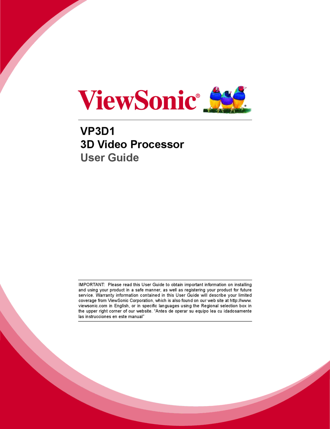 ViewSonic VP3D1 warranty 