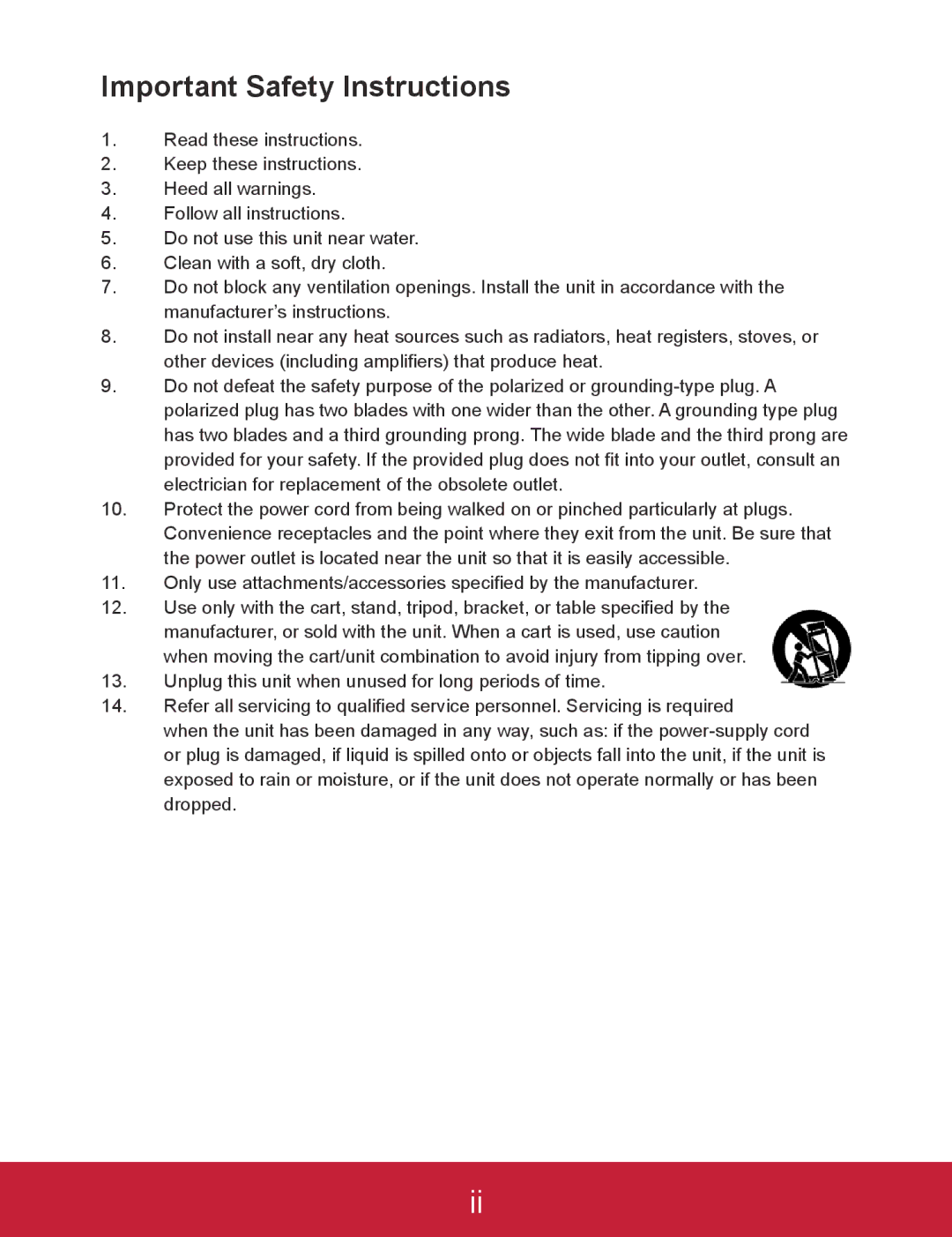 ViewSonic VP3D1 warranty Important Safety Instructions 