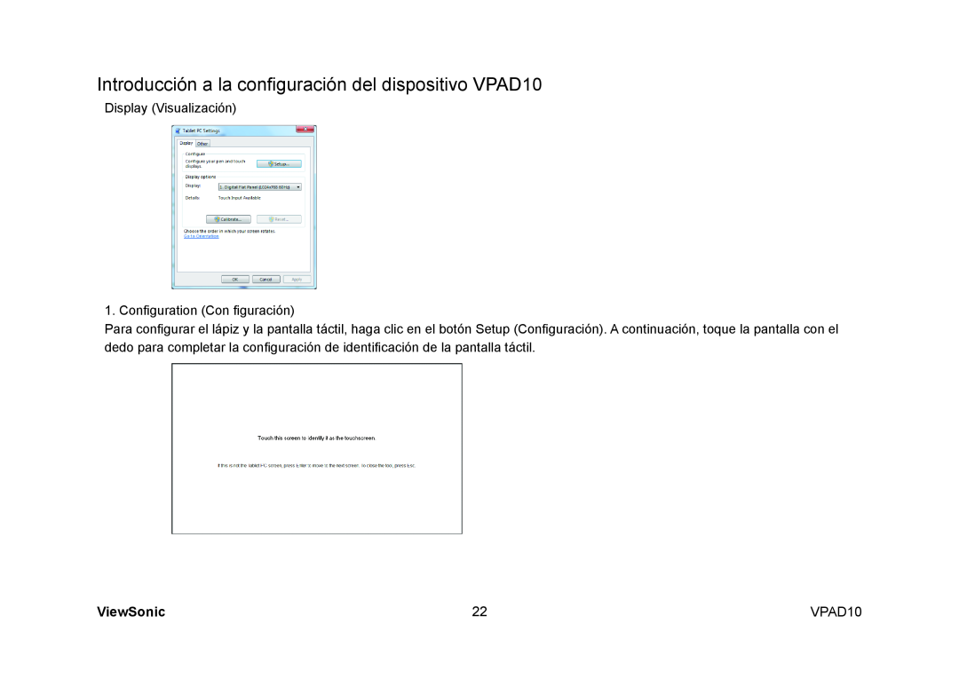ViewSonic manual Introducción a la configuración del dispositivo VPAD10, ViewSonic 