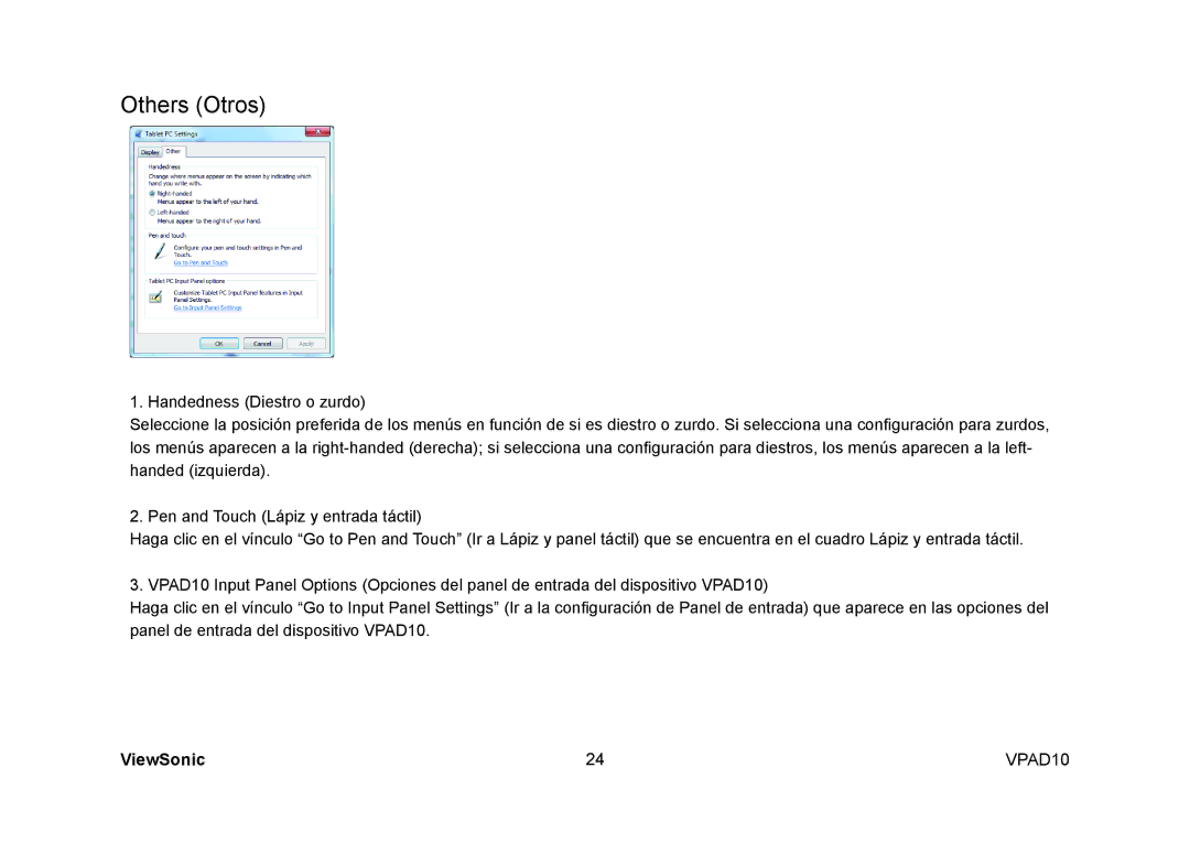 ViewSonic VPAD10 manual Others Otros 