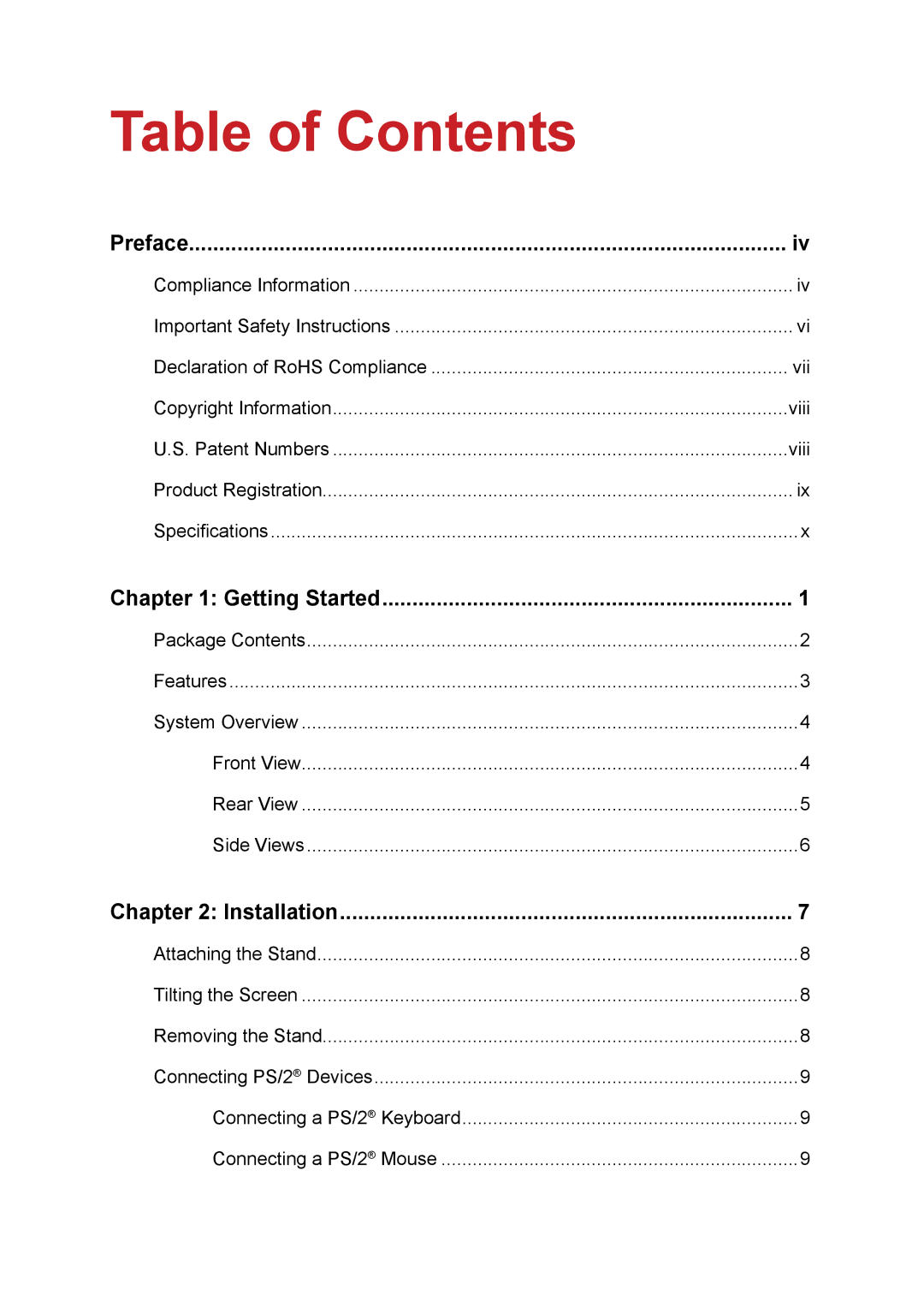 ViewSonic VPC100 manual Table of Contents 