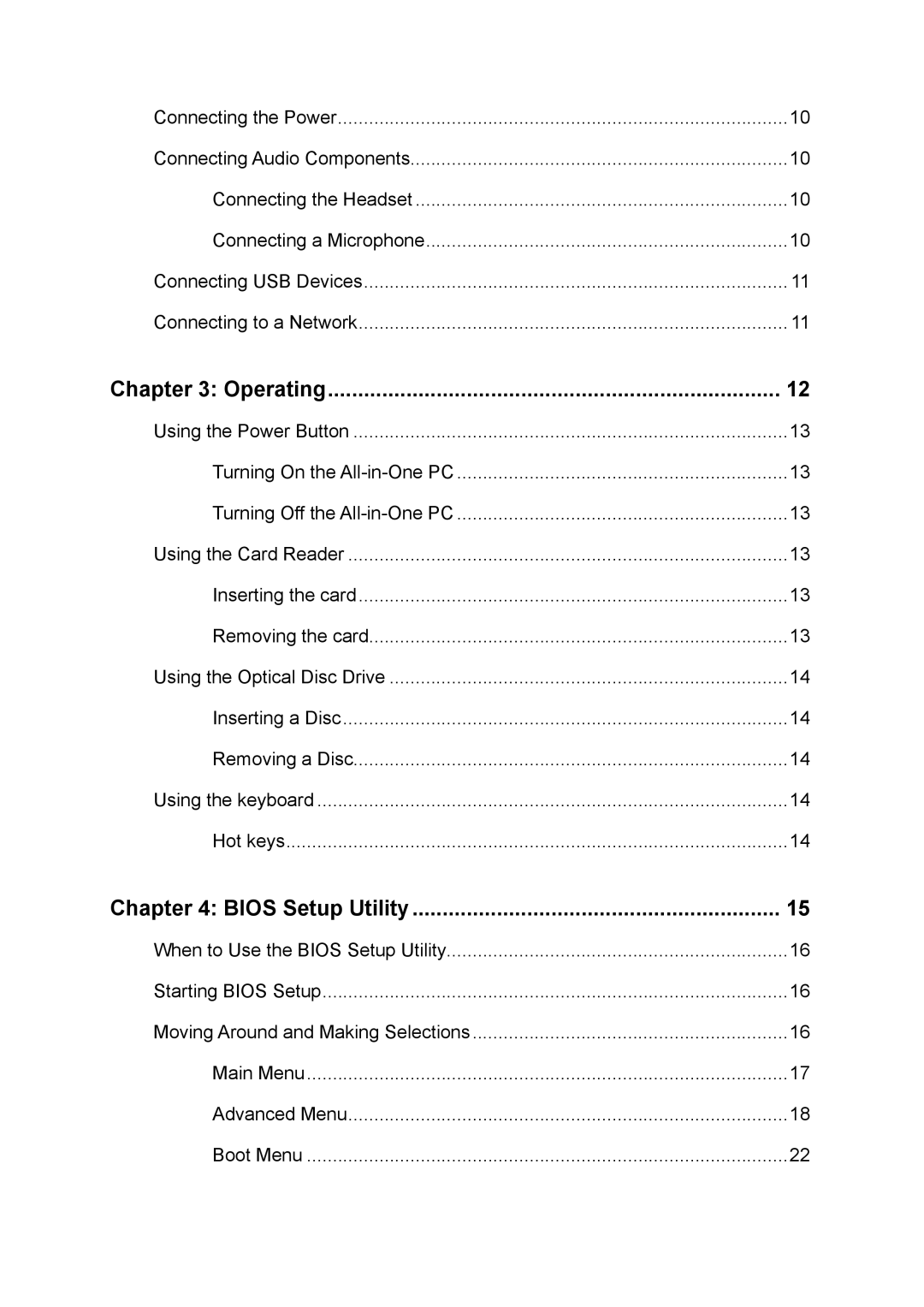 ViewSonic VPC100 manual Operating, Bios Setup Utility 