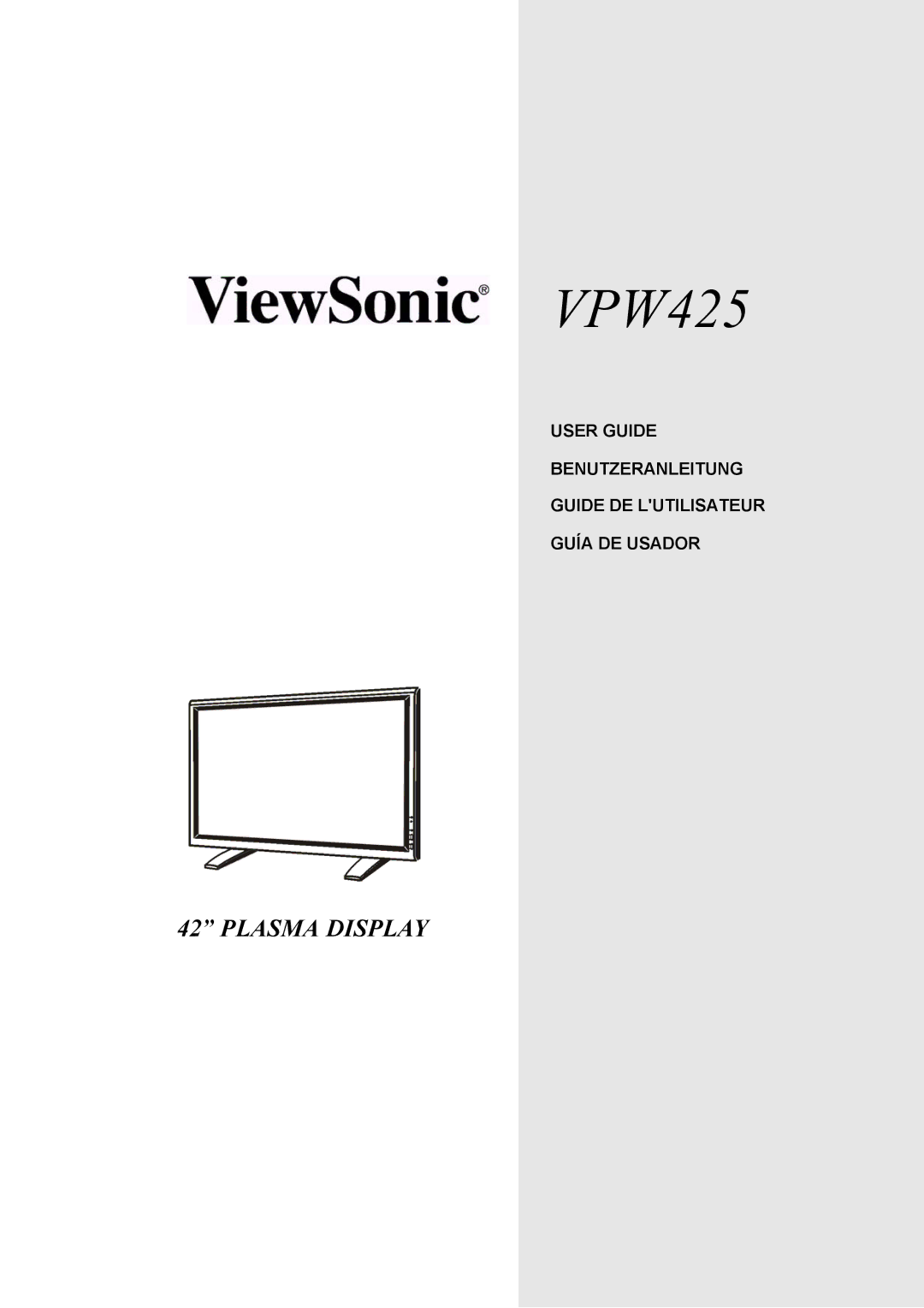 ViewSonic VPW425 manual 