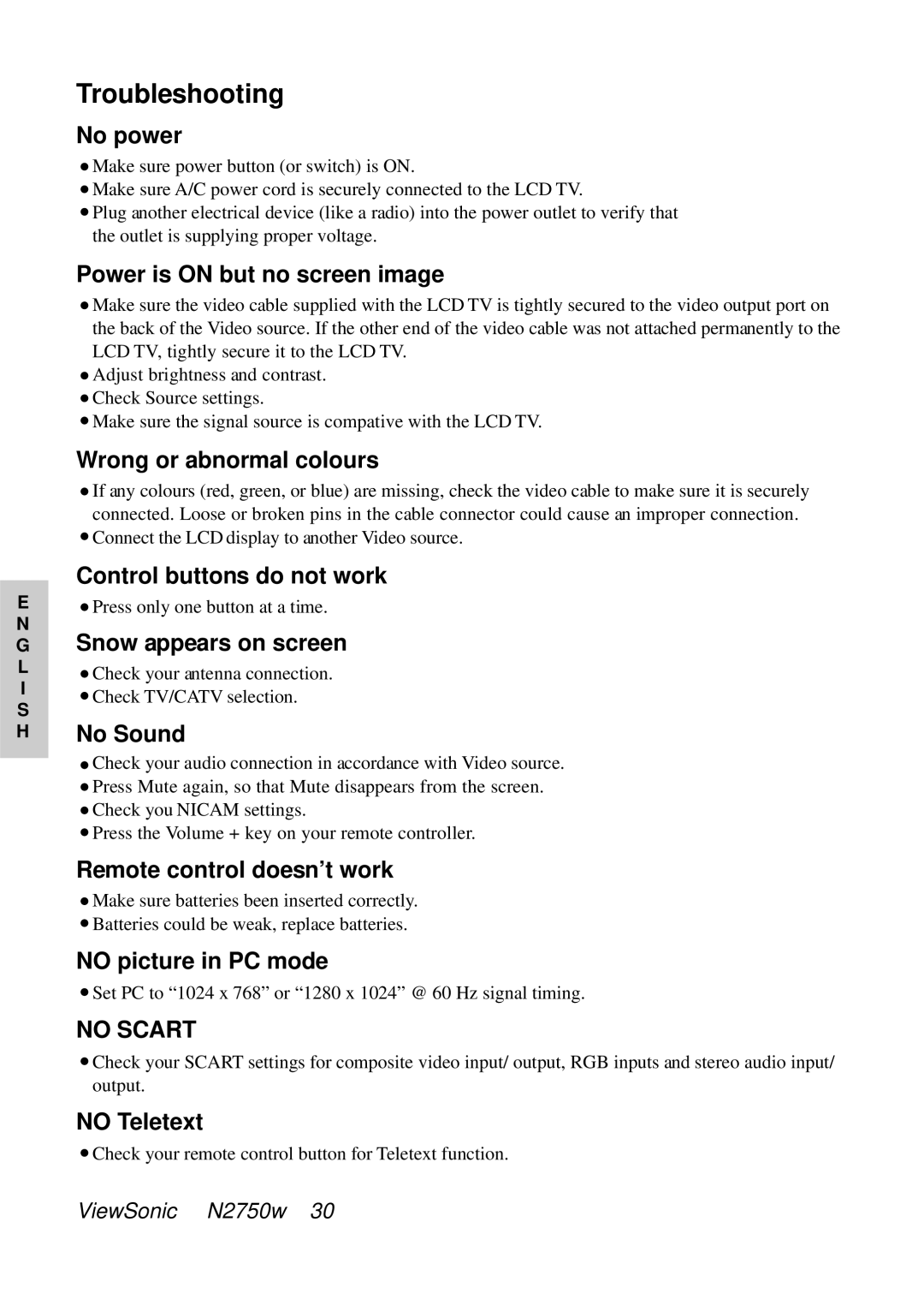 ViewSonic VS10576-1E manual Troubleshooting 