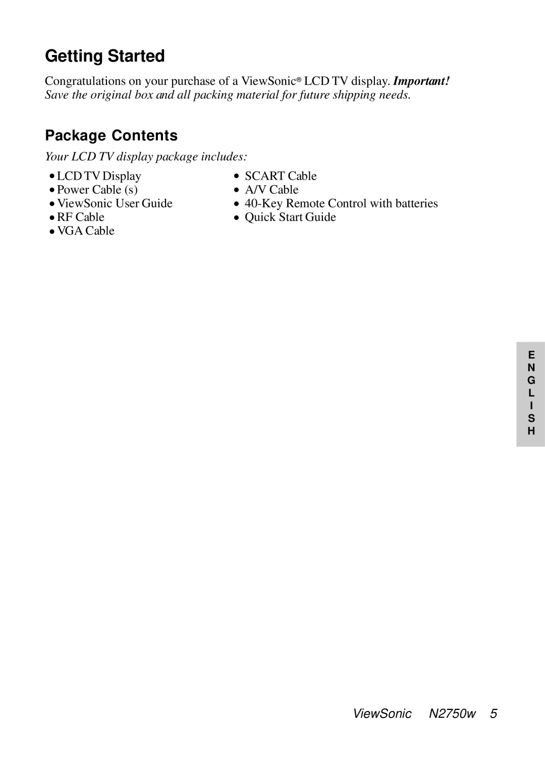 ViewSonic VS10576-1E manual Getting Started 