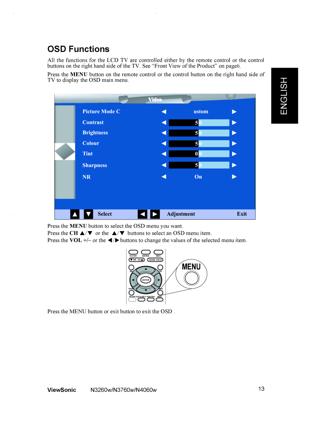 ViewSonic VS10847-1P, VS10846-1P, VS10848-1P manual Menu 