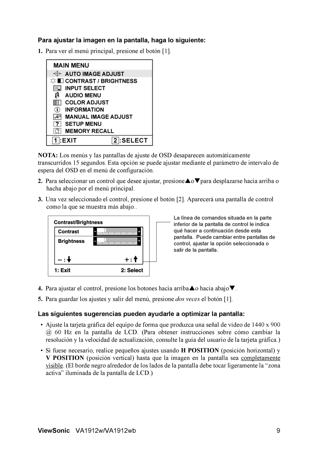 ViewSonic VS10866 manual Para ajustar la imagen en la pantalla, haga lo siguiente 