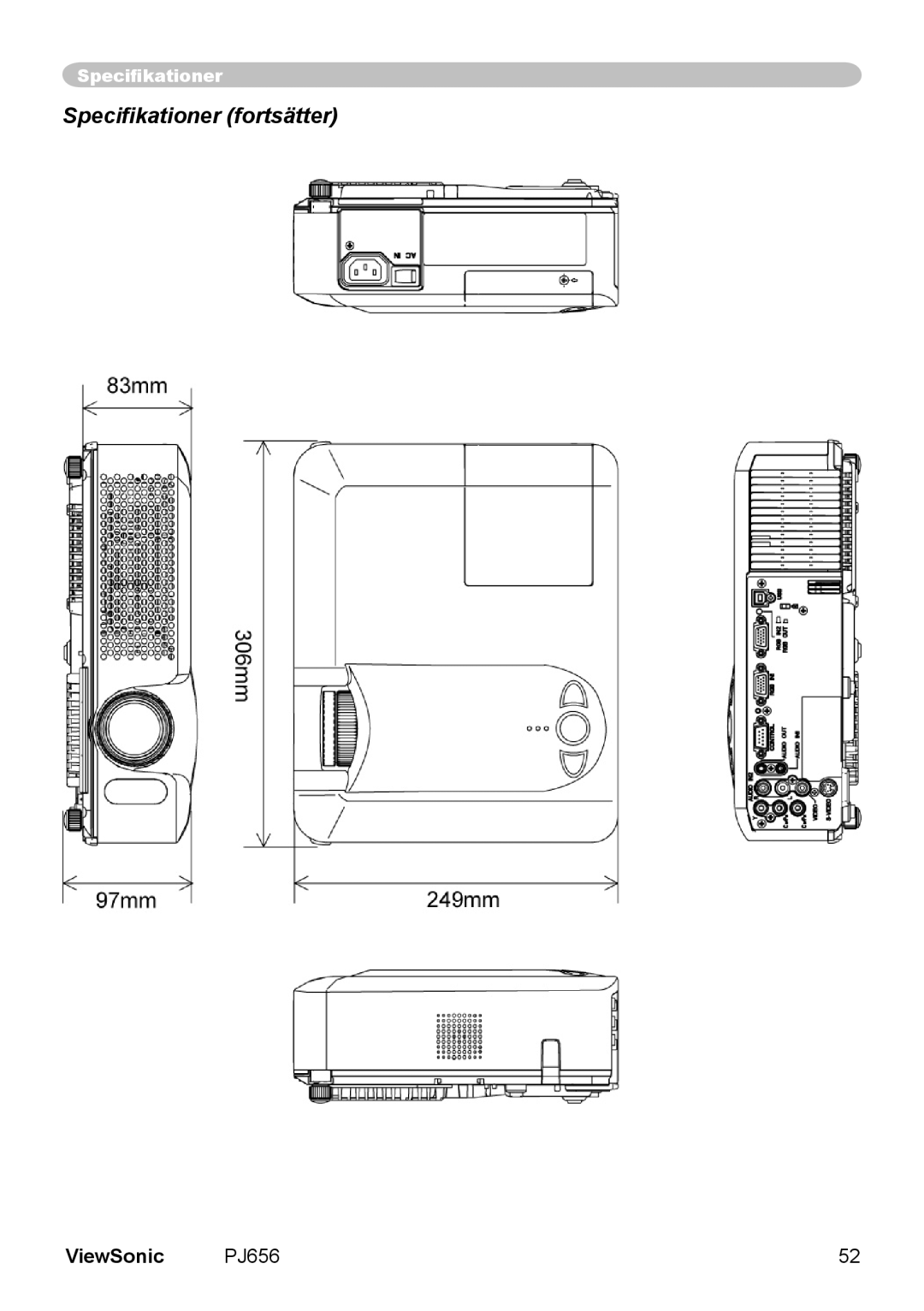 ViewSonic VS10897 manual Speciﬁkationer fortsätter 