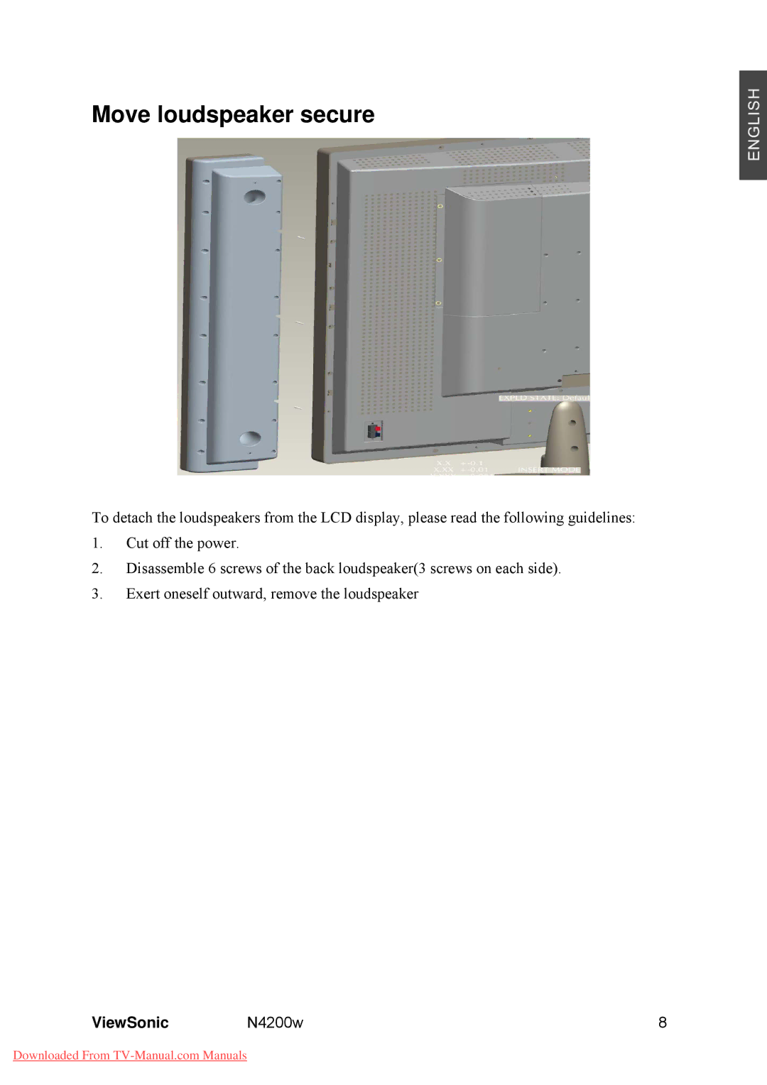 ViewSonic VS10945-M manual Move loudspeaker secure 