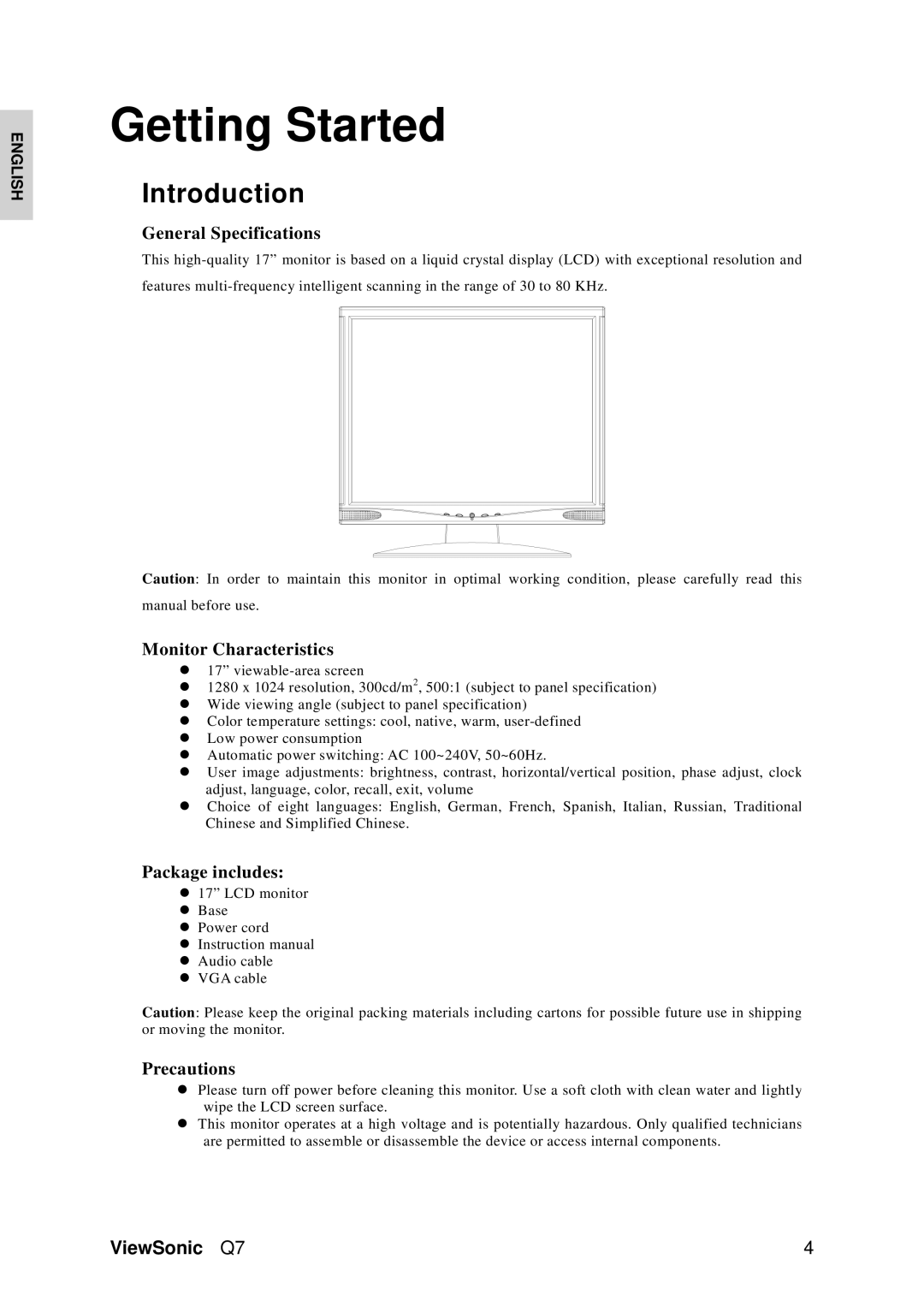 ViewSonic VS11147 manual Getting Started, Introduction 