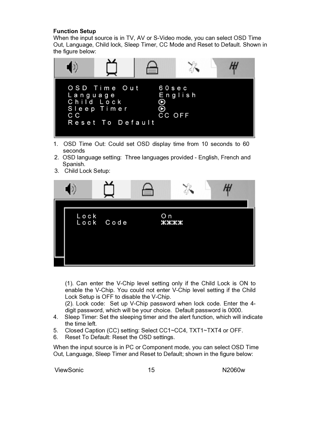 ViewSonic VS11287-1M manual Function Setup 