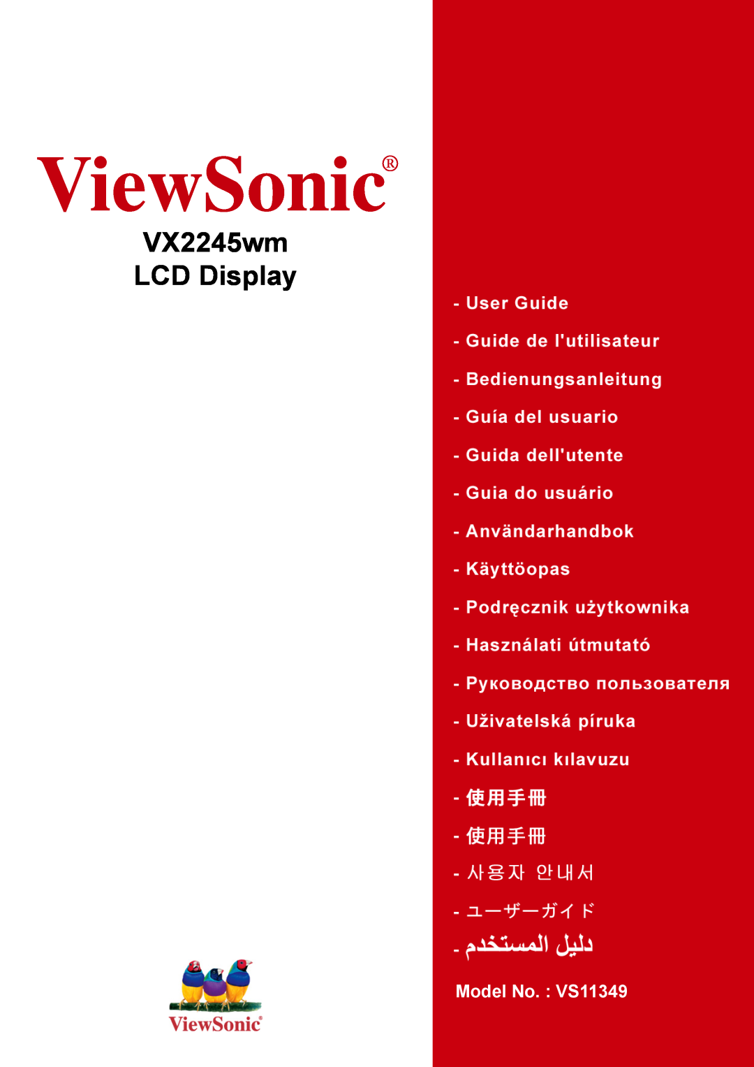 ViewSonic manual ViewSonic, VX2245wm LCD Display, Model No. VS11349 