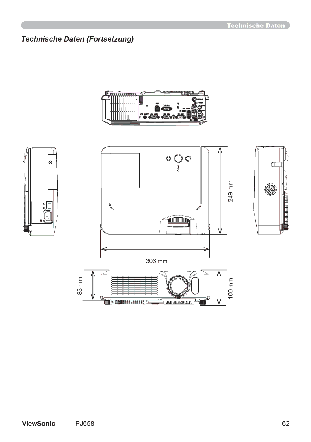 ViewSonic VS11361 manual Technische Daten Fortsetzung 