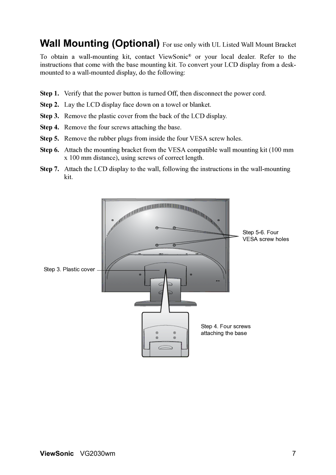 ViewSonic VS11425 warranty ViewSonic VG2030wm 