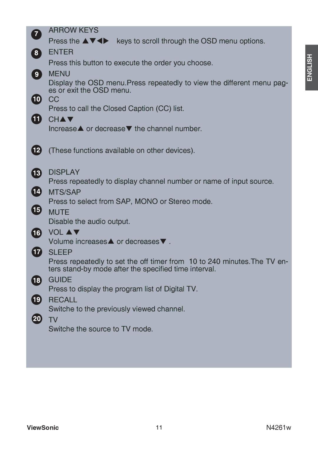 ViewSonic VS11439-3M manual Arrow Keys 