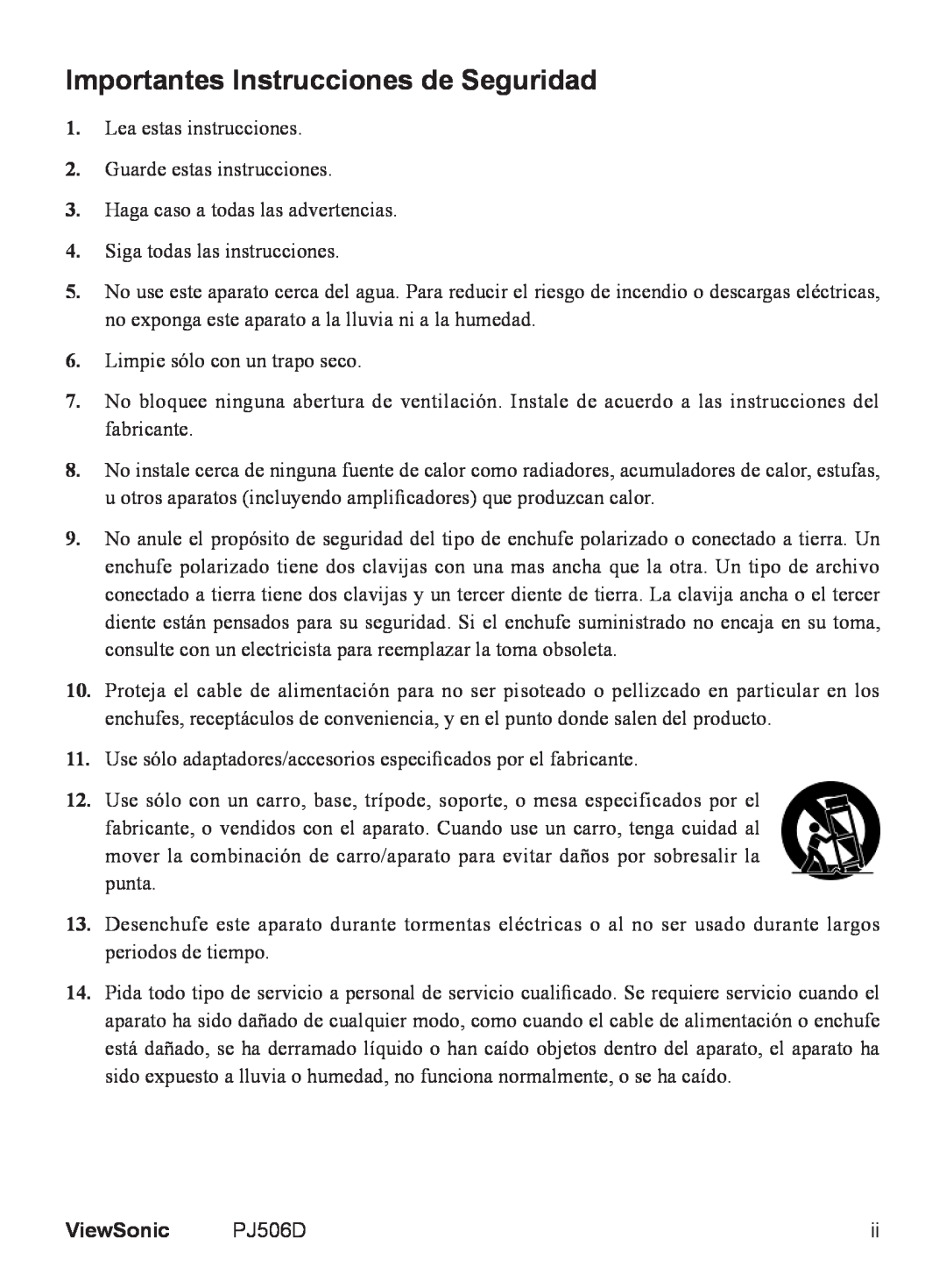 ViewSonic VS11452 manual Importantes Instrucciones de Seguridad, ViewSonic 