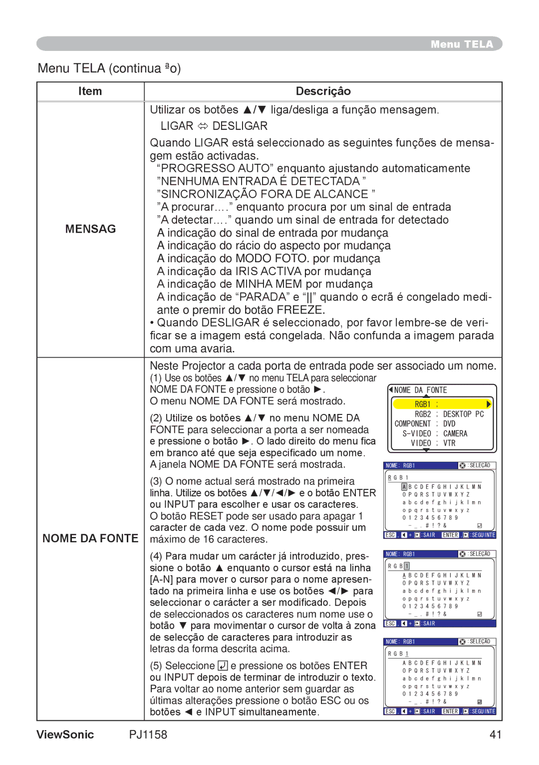 ViewSonic VS11459 manual Mensag 