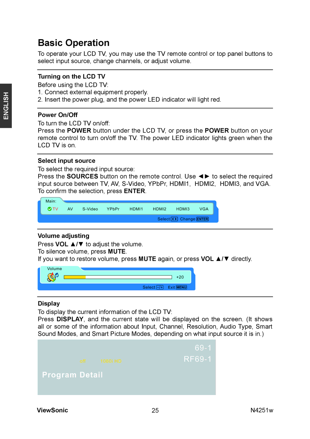 ViewSonic VS11502-1M manual Basic Operation 