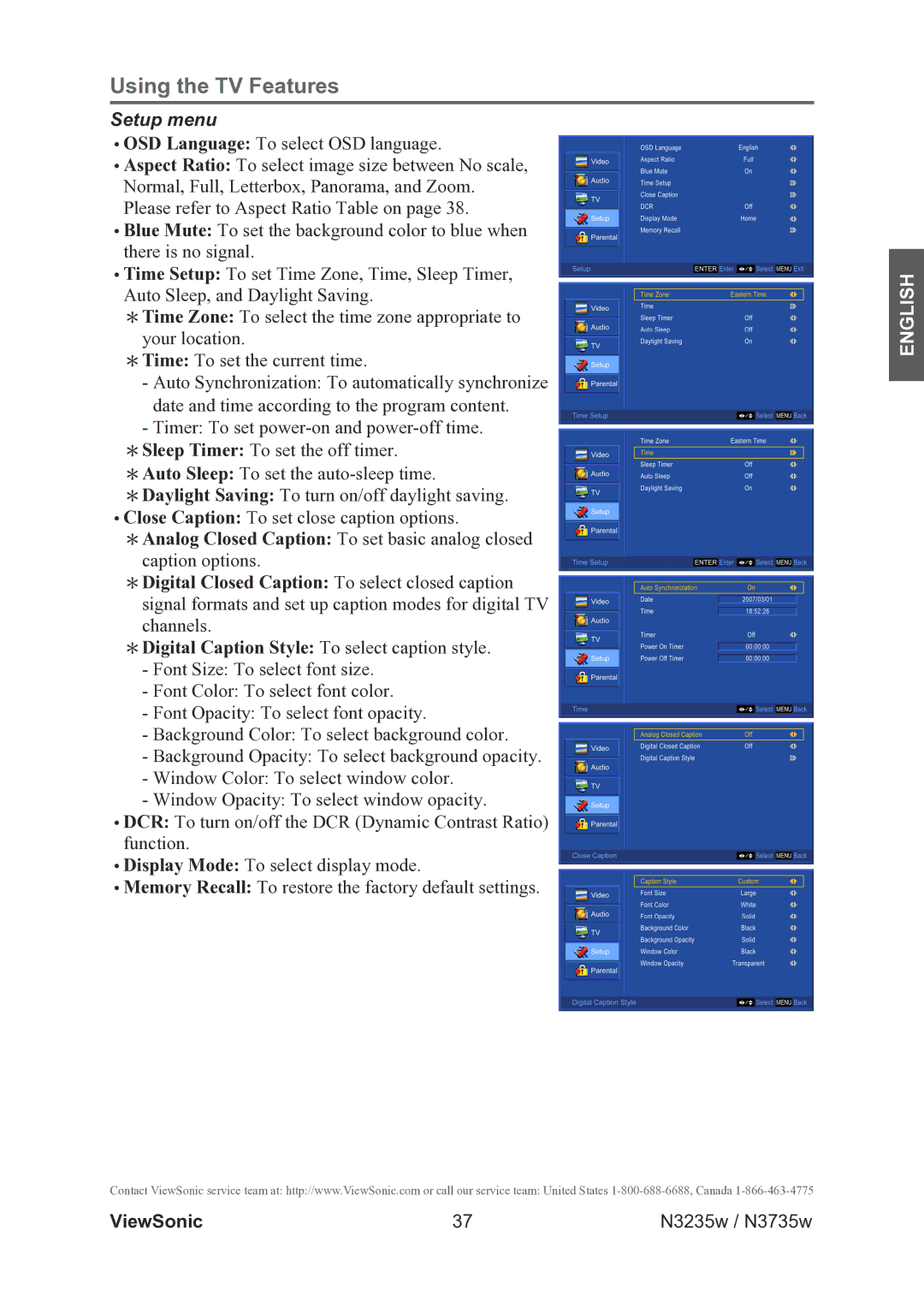 ViewSonic VS11771-2M, VS11770-2M warranty Setup menu 