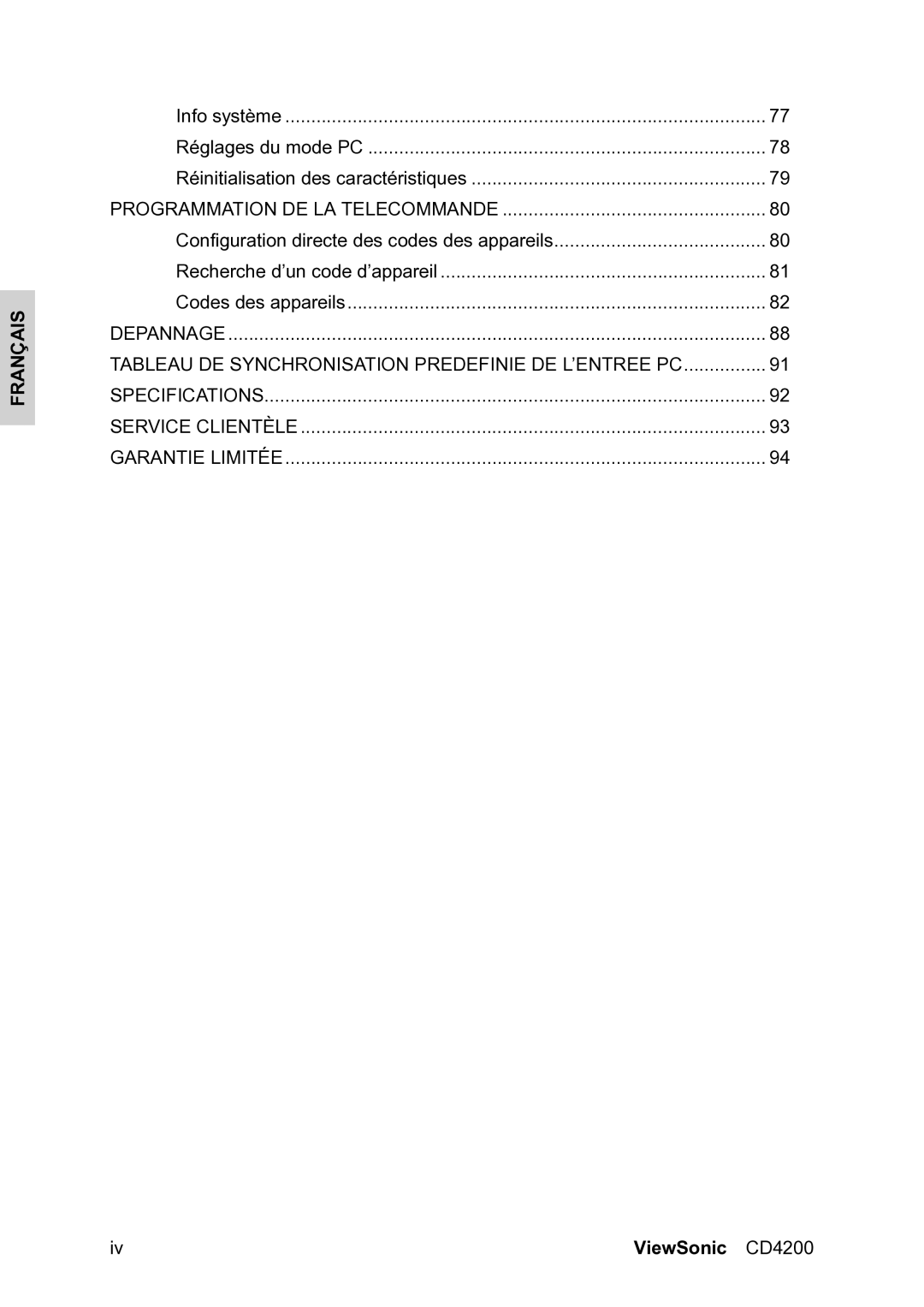 ViewSonic VS11778 manual Programmation DE LA Telecommande 